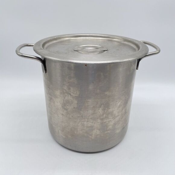 Vintage Vollrath Stainless Steel Stock Pot 8 Qt 9”x9” w/ Lid NSF USA - Picture 2 of 11
